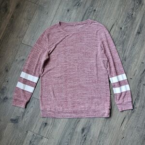 Long Sleeve Top Pink with White Stripes {XL}